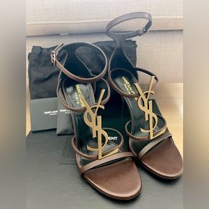 YSL Cassandra Heels in Brown
